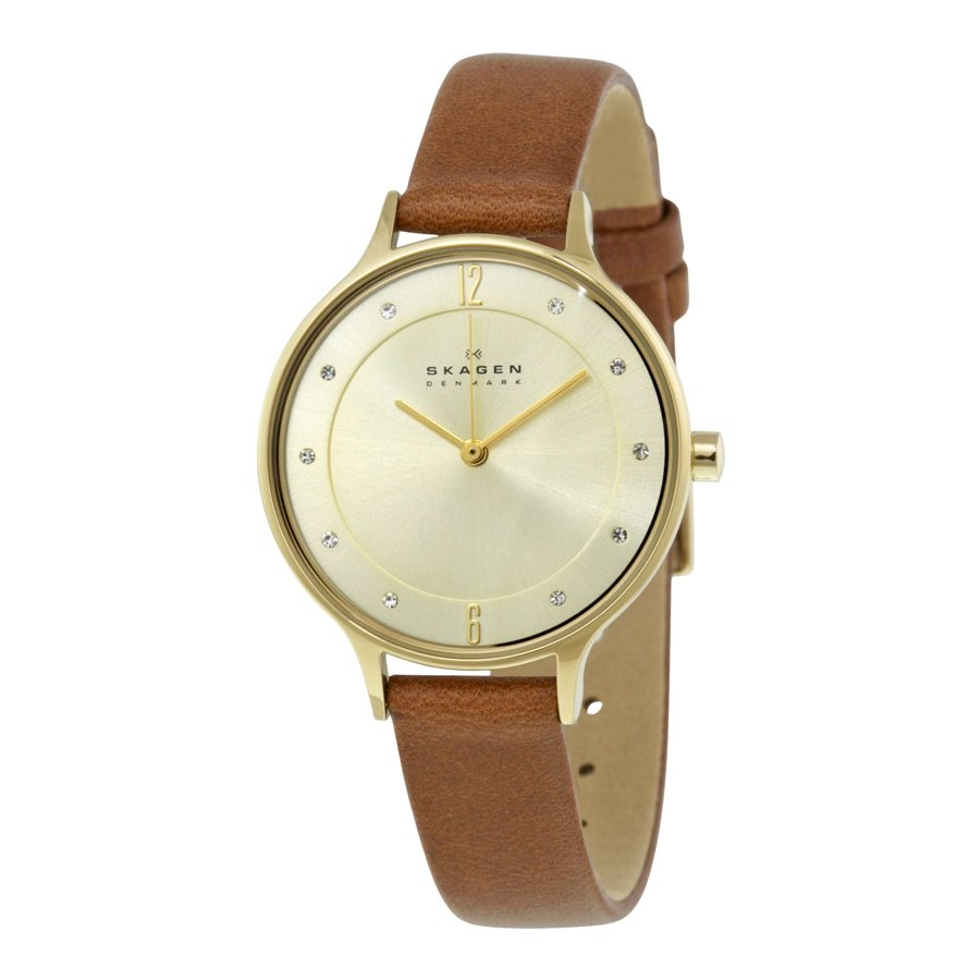 SKW2138⭐️新品未使用⭐️SKAGEN ブラウンレザー レディース SKAGEN ポイント最大6倍 バンド訳ありB級品 スカーゲン